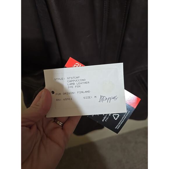 NWT Vtg Damselle Lamb Leather Fox Fur Collar Coat Old Money Womans Size Large - Picture 7 of 9